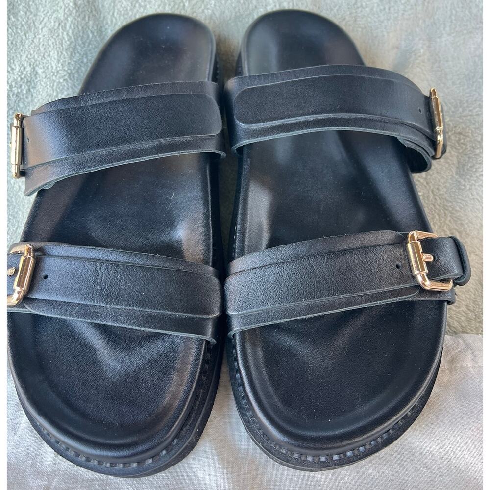 New Tags & Dust Bag Liberte Aloha Sandles Leather Slip On Black Size 10.5-11 - Picture 4 of 10